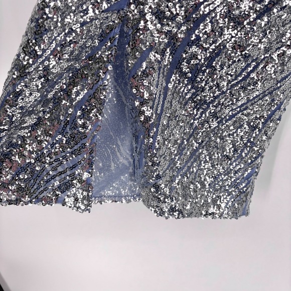 NWT Dress The Population Lia Sequin Midi Dress Sz S Blue Silver Cocktail Party - Picture 8 of 16